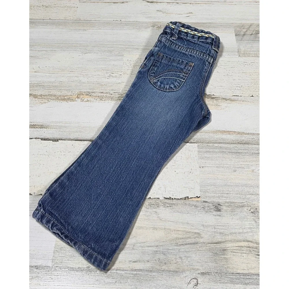 Genuine Kids Jeans Kids 2T Blue Excellent Vintage Y2K Flare Denim Braided Trim